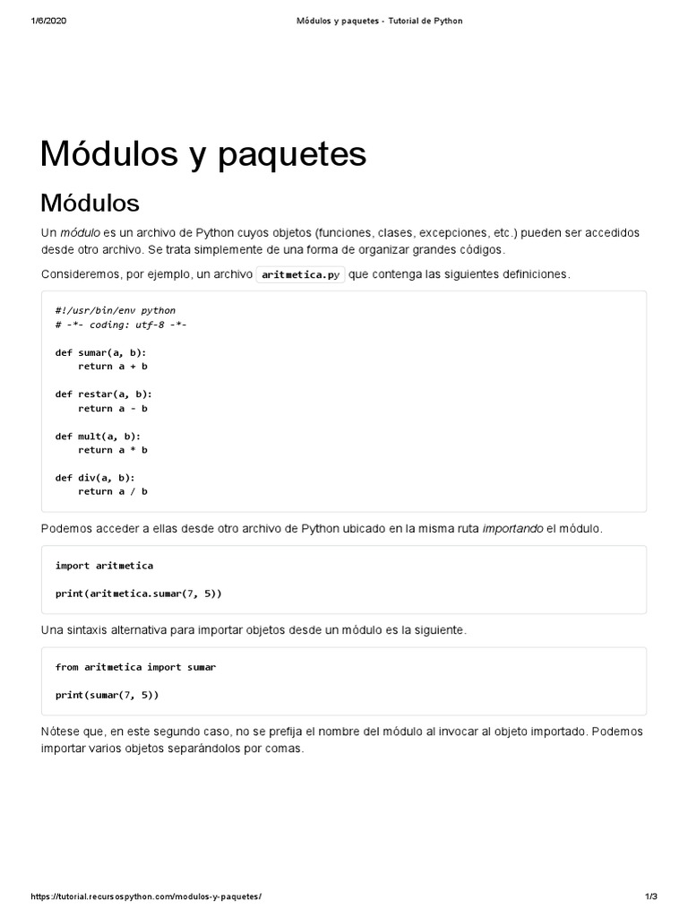 Módulos y Paquetes en Python | PDF | Python (lenguaje de programación ...