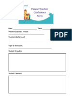 Parent Teacher Conference Form