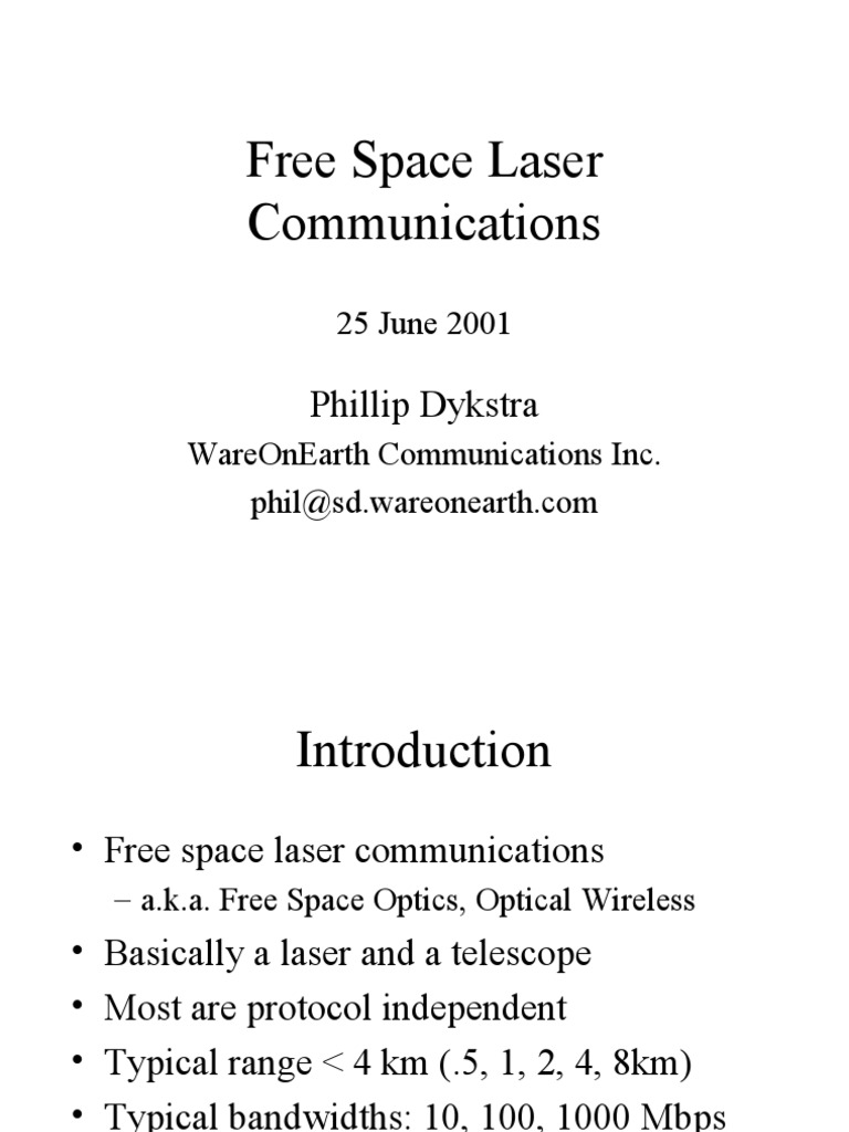Free Space Laser Communications: Phillip Dykstra | PDF | Laser ...