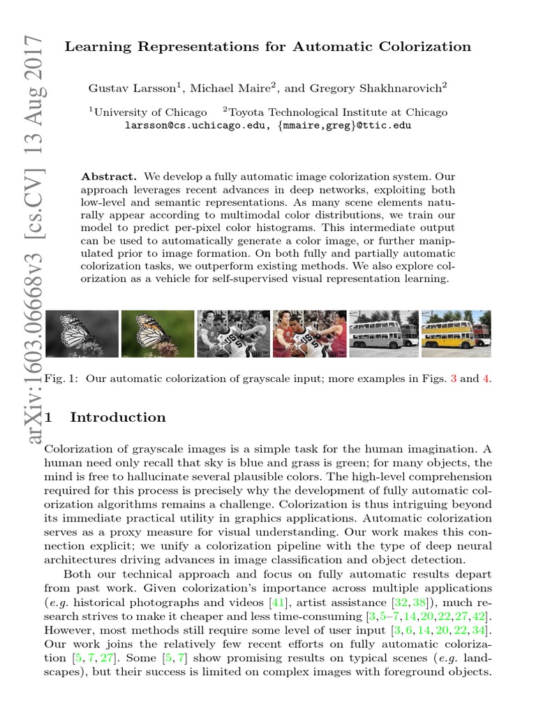 Learning Representations For Automatic Colorization | PDF | Vision