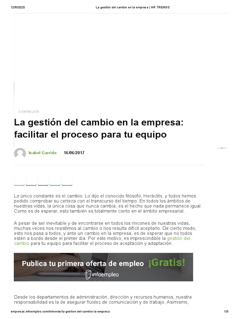 M2 - L4 - La Gestión Del Cambio en La Empresa | PDF | Negocios ...