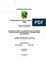 República Dominicana: Propuesta para La Elaboración de Un Manual de Actividades Lúdicas para La Estimulación Del Lenguaje