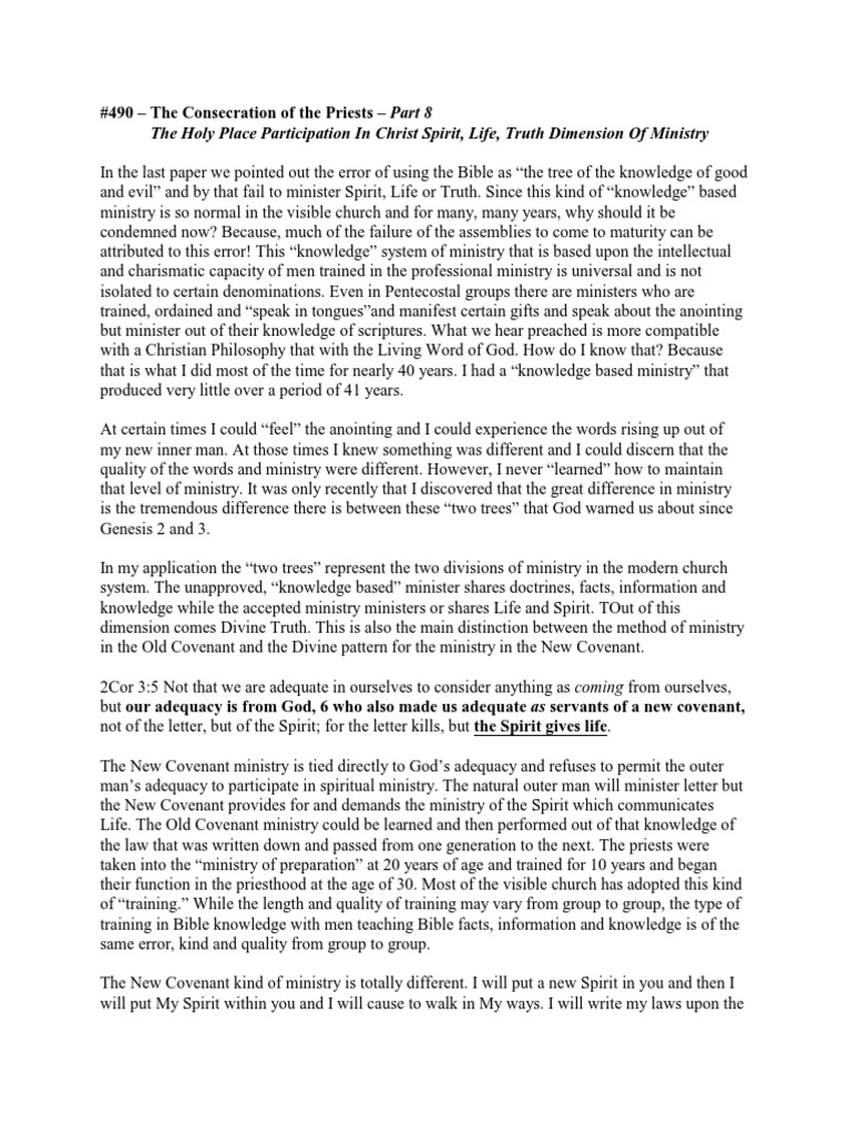 Consecration of The Priests - Part 8 | PDF | God The Father | New Covenant