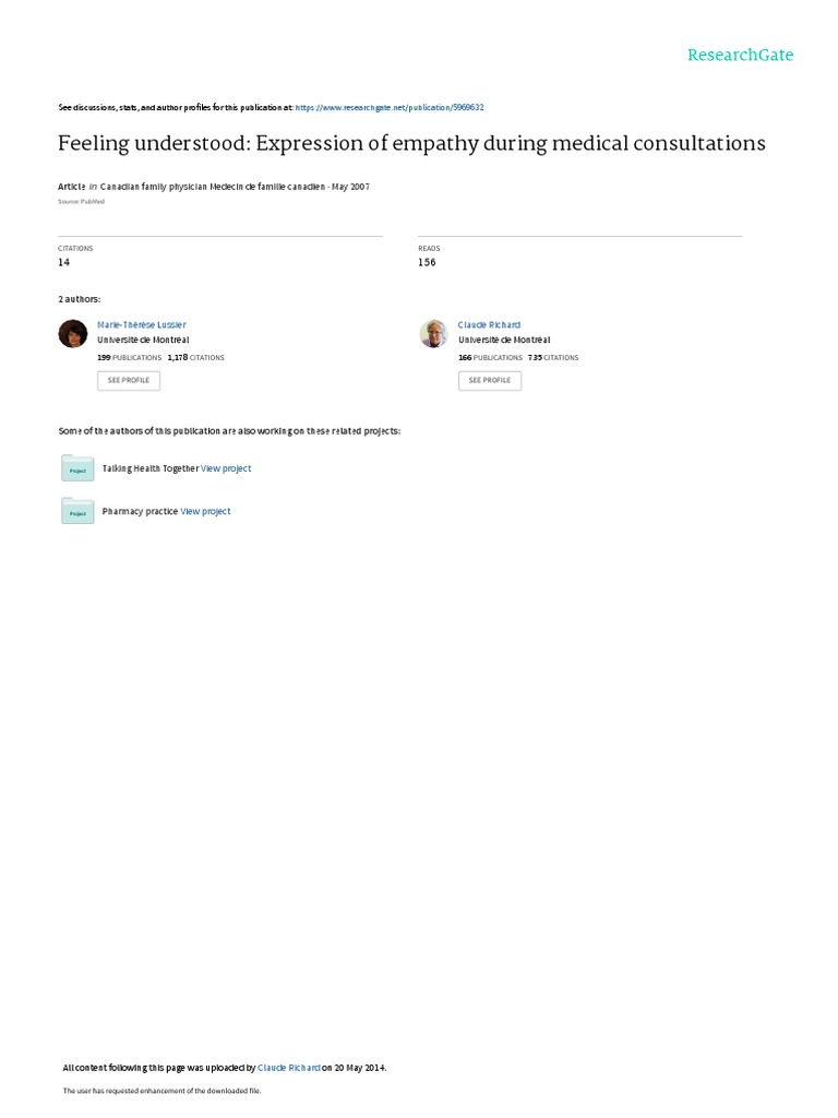 Empathy in Medical Consultations | PDF | Empathy | Emotions