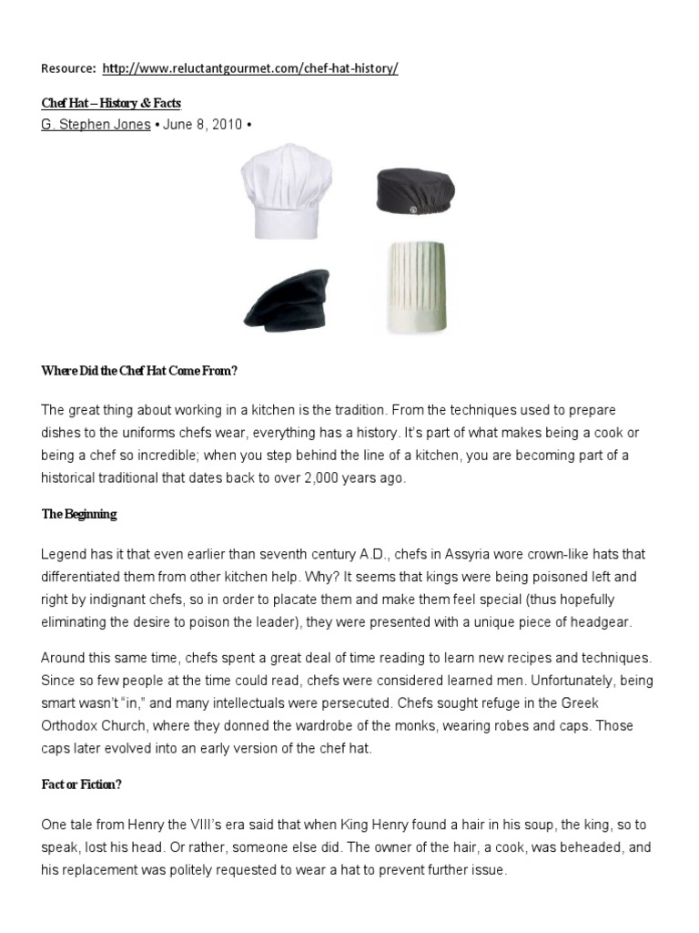 History of the Chef Hat Explained | PDF | Chef | Hat