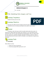 Title: Identifying Style, Imagery, and Tone: Learning Competency: Learning Objectives