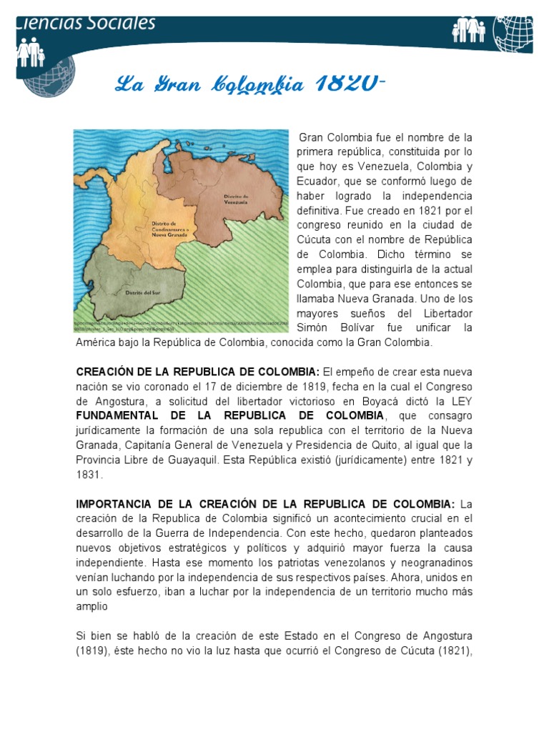 La Gran Colombia Pdf Colombia Gobierno