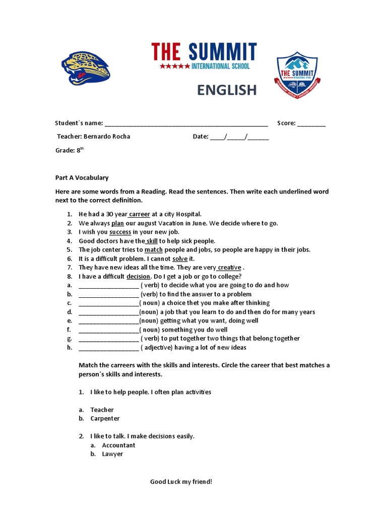 Reading and Writing 8th Grade | PDF | Verb | English Language