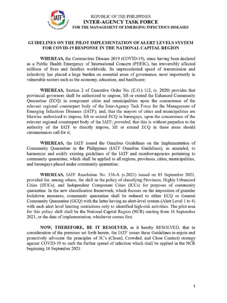 Guidelines For Alert Levels PDF