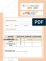 Examen Trimestral Primer Grado BLOQUE1 2019-2020