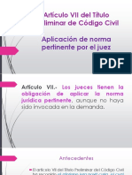 TÍTULO PRELIMINAR DEL CÓDIGO CIVIL Artículo VII Aplicación de Norma Pertinente Por El Juez