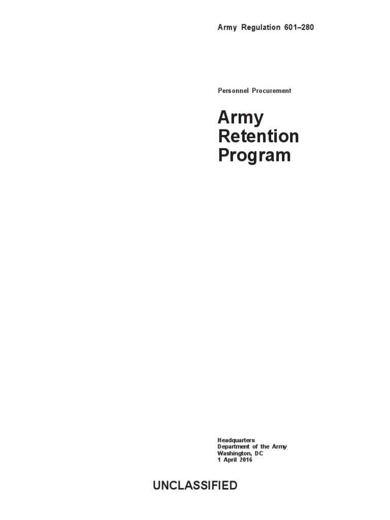 Army Retention Program Overview | PDF | Military Discharge | United ...