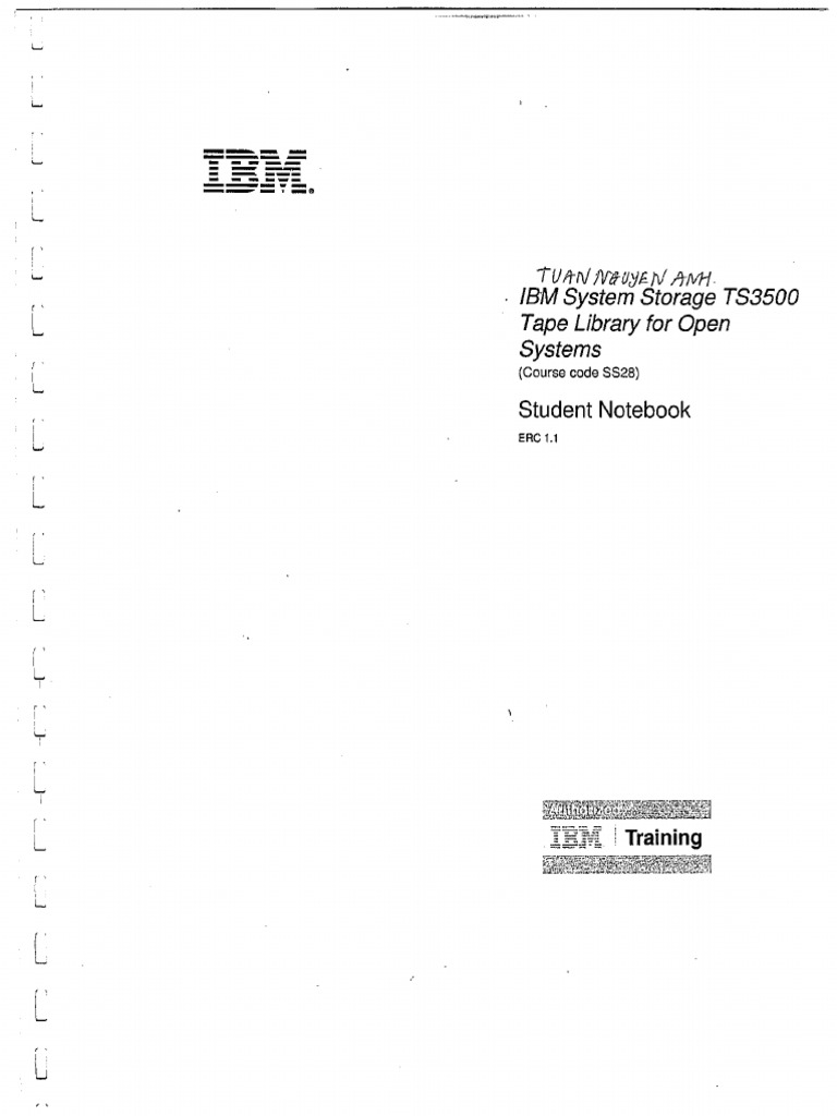 SS28 IBM System Storage TS3500, Tape Library For Open, Student Notebook PDF