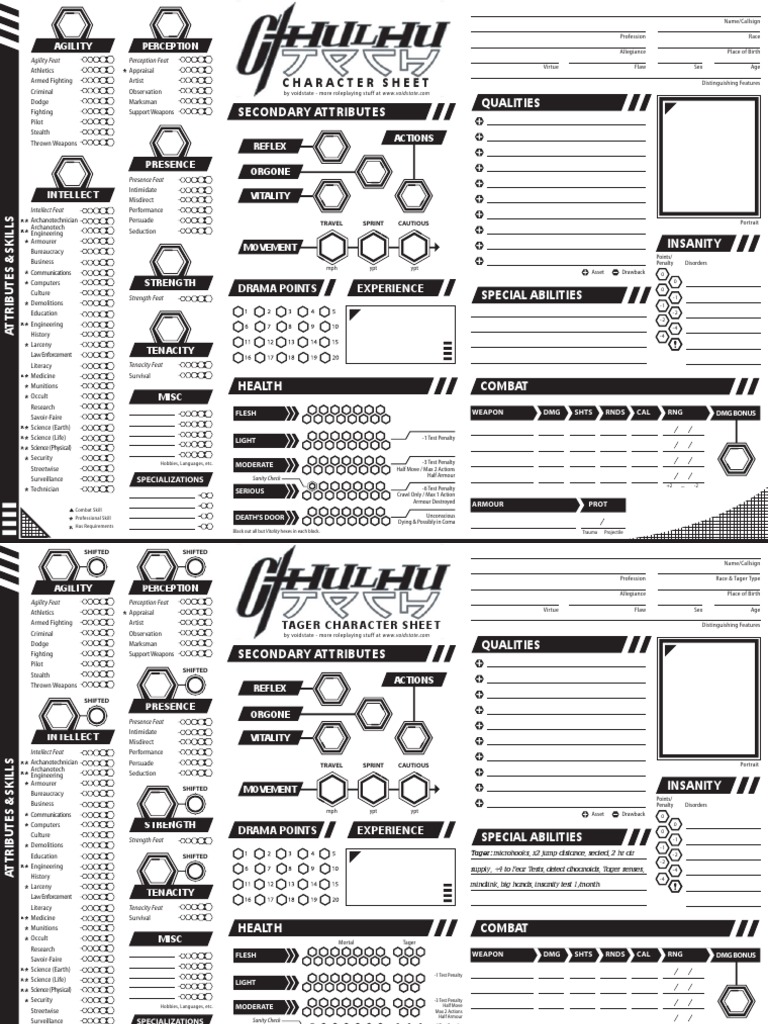 RPG Character Sheet Template | PDF