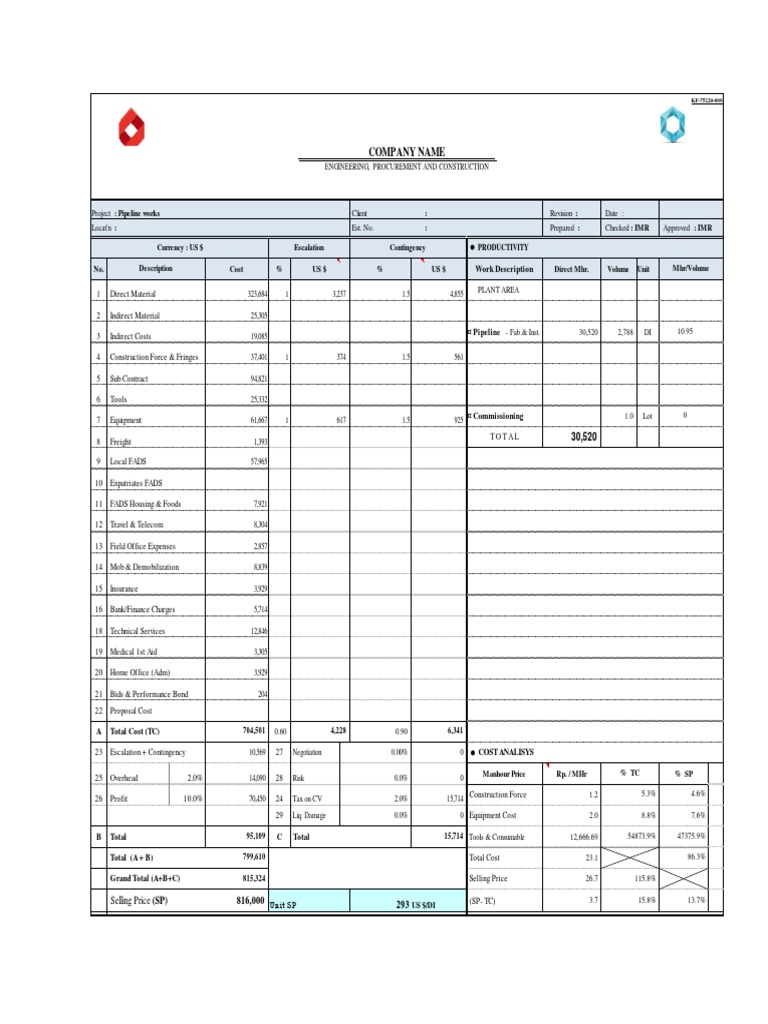 Pipeline Cost Estimation Overview | PDF | Welding | Construction