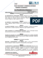 6to - TRAMITES Y PROCEDIMIENTOS ADUANEROS I TEMARIO ACADEMICO