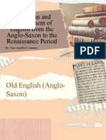 The Origin and Development of English Literature from Anglo-Saxon to Renaissance