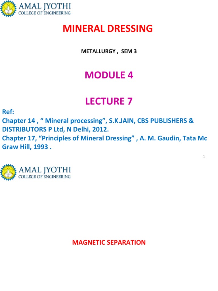 Magnetic Separation in Mineral Dressing | PDF | Magnetism | Magnetization