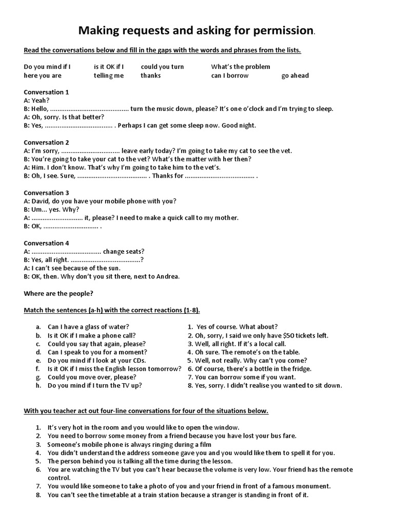 Making Requests and Asking For Permission | PDF