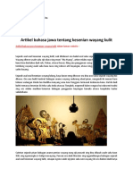 Wayang Kulit Indonesia Seni Tradisional yang Diakui UNESCO