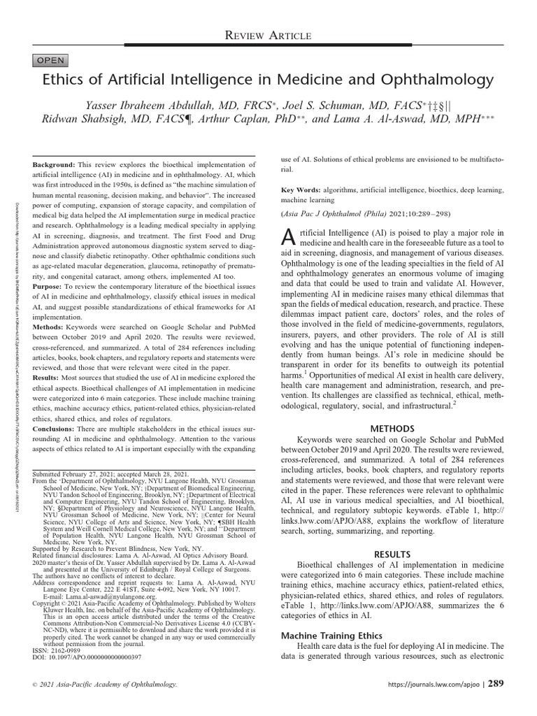 Ethics of Artificial Intelligence in Medicine And.8 | PDF | Artificial ...