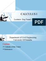 Calculus I: Lecturer: Eng Fuaad Abdirizak Elmi