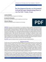 Influence of Supplier Development Practices On Procurement Performance in Food and Beverage Manufacturing Firms in Nakuru East Sub - County, Kenya