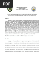 Syntactic Analysis Between Spoken and Written Language: A Case Study On A Senior High Student's Lexical Density