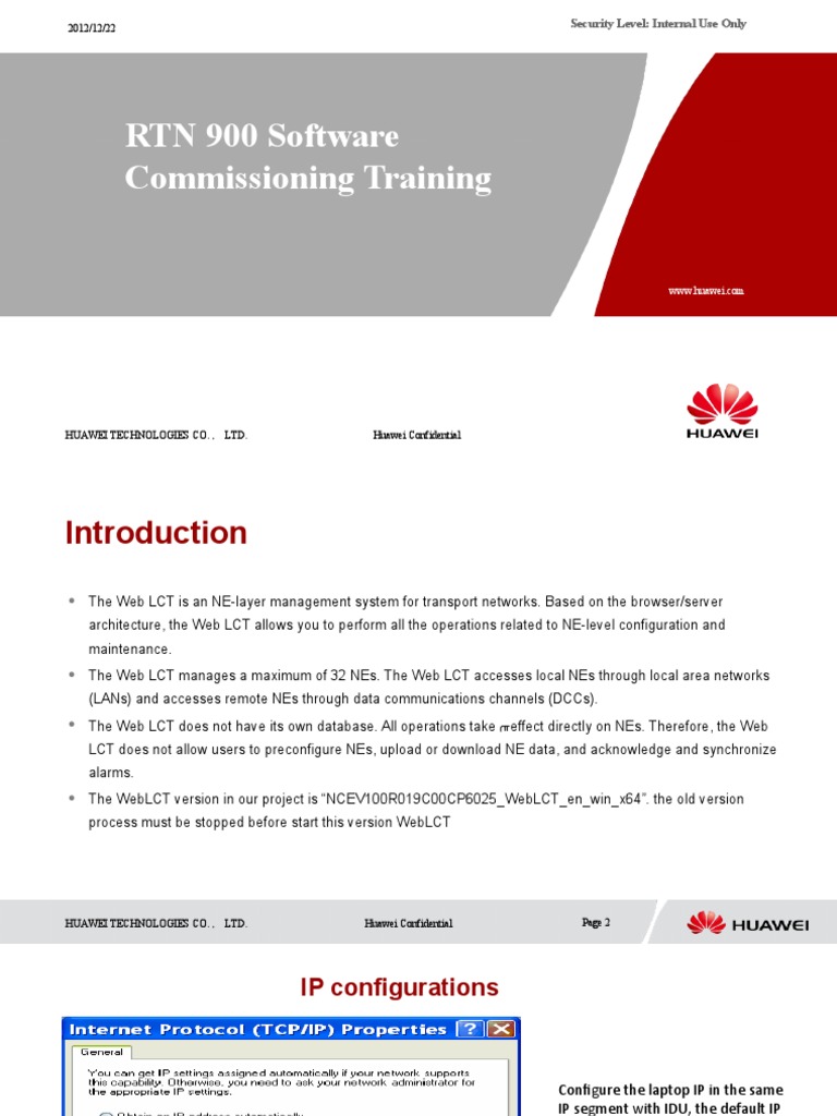 RTN 900 Software Commissioning Training Security Level Internal Use