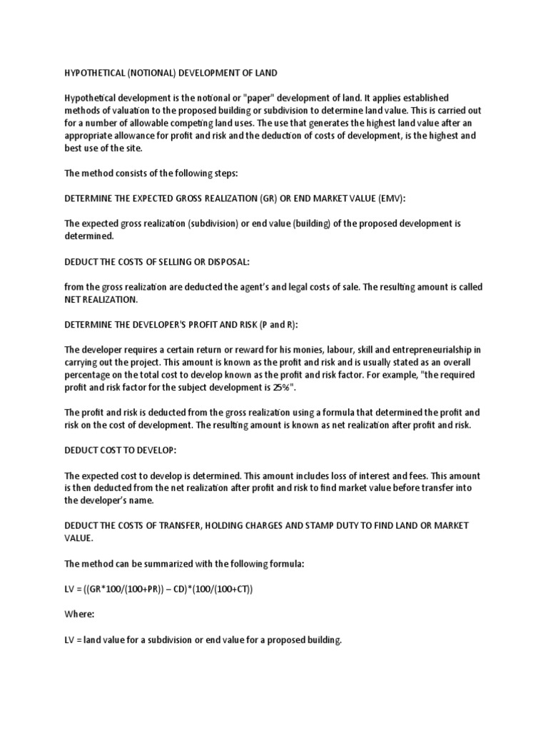 Hypothetical Land Development Valuation | PDF | Interest | Real Estate ...