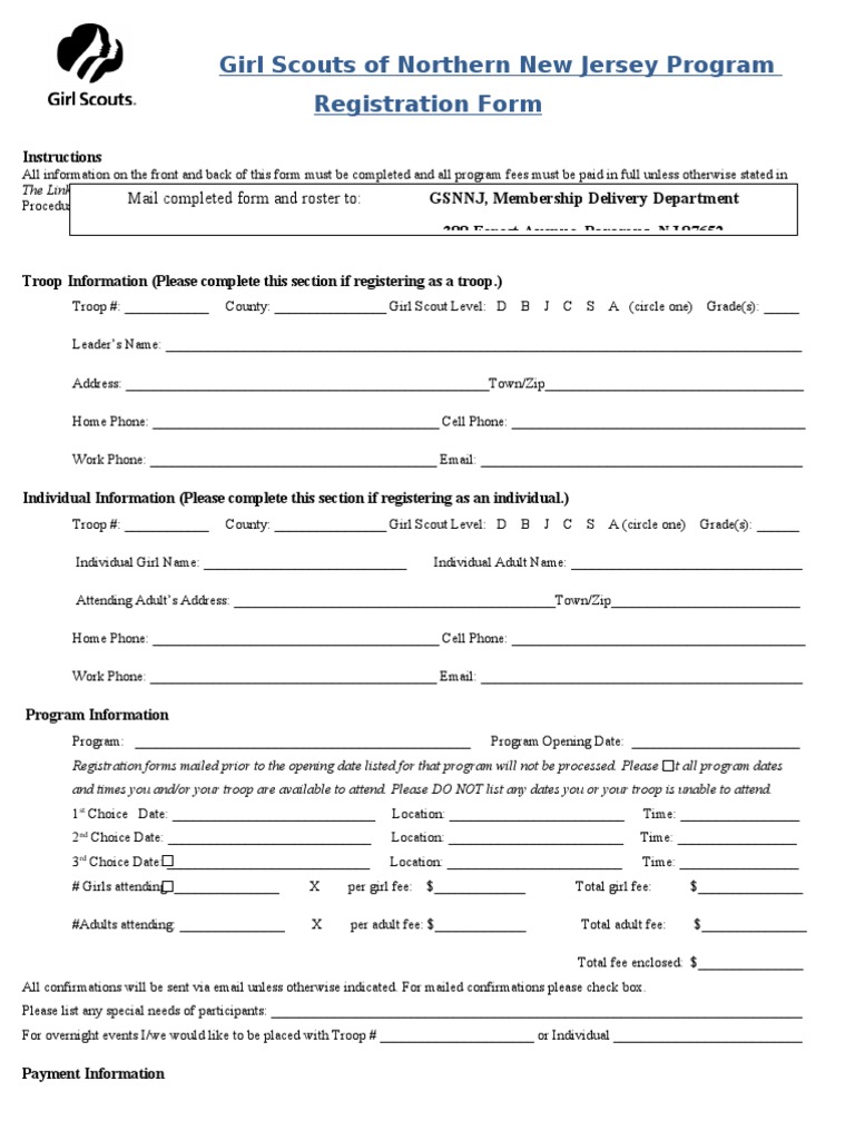 Program Registration Form | PDF | Business