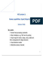 HCI Lecture 2: Human Capabilities: Input/Output Systems: Key Points