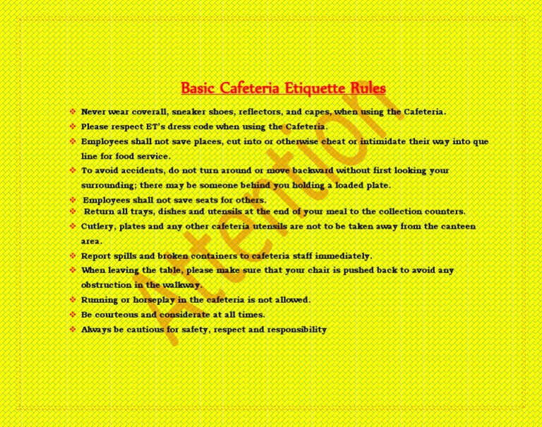 Basic Cafeteria Etiquette Rules To Follow 2 PDF