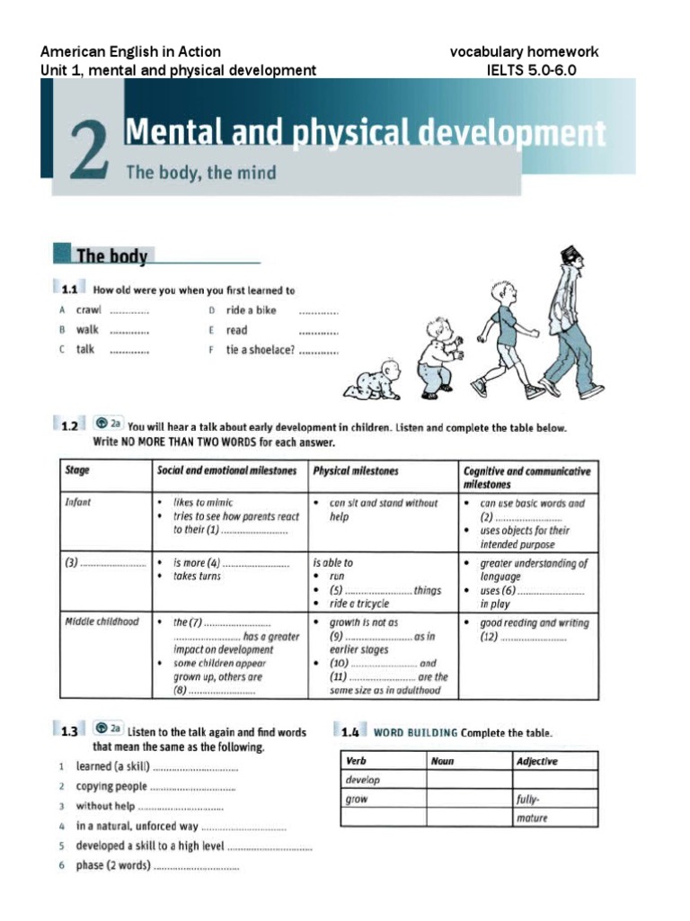 Vocabulary Mental and Physical Development | PDF