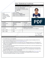 Indian Statistical Institute Admit Card