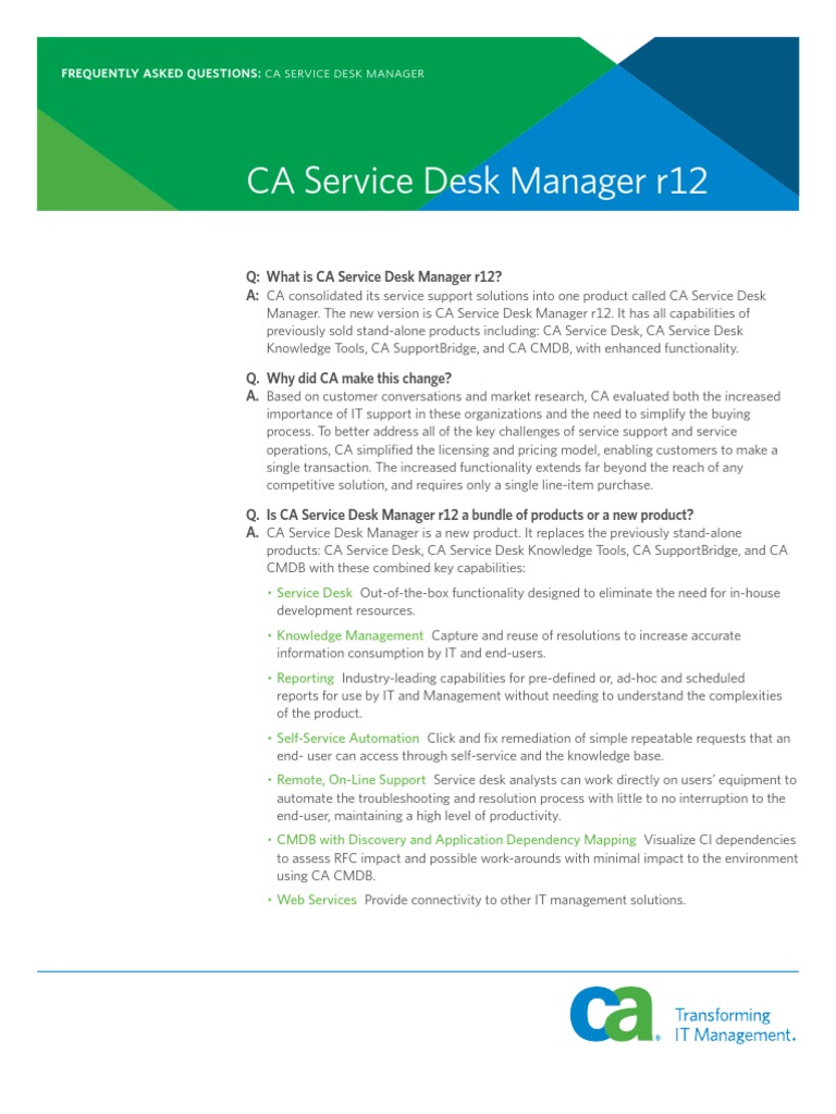 CA service desk manager r12 It Service Management Trademark