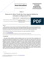 Removal of A Basic Textile Dye From Aqueous Solution by Adsorption On Regenerated Clay