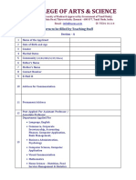 S.A. College of Arts & Science: Form To Be Filled by Teaching Staff