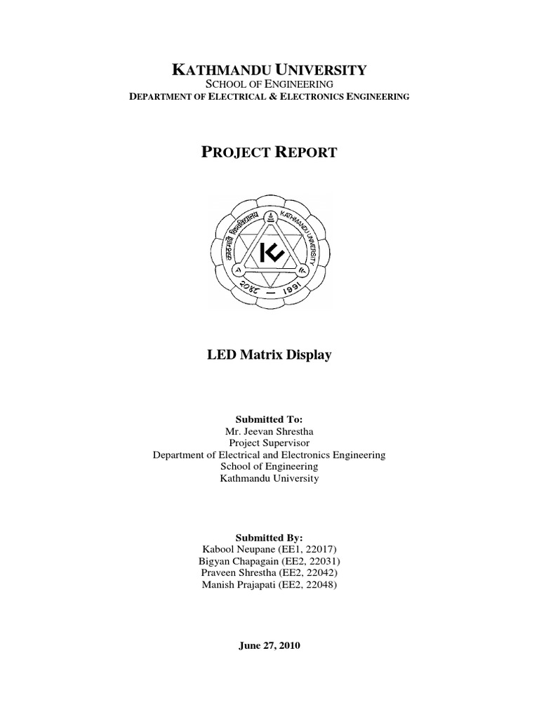 LED Matrix Display Project Report Circuit Diagram