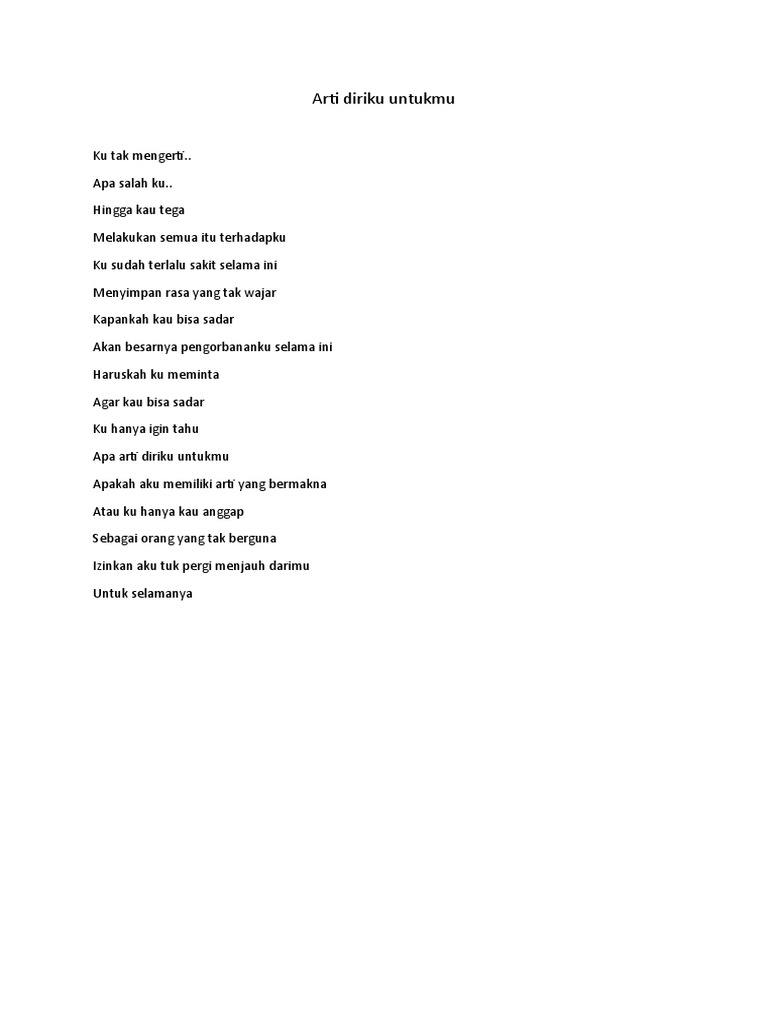 Arti Diriku Untukmu | PDF