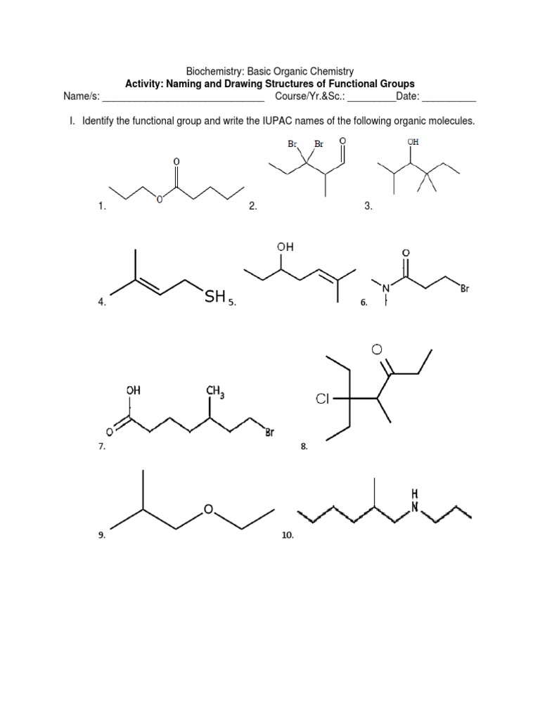 Act.2 Naming and Writing Structures of Functional Groups | PDF