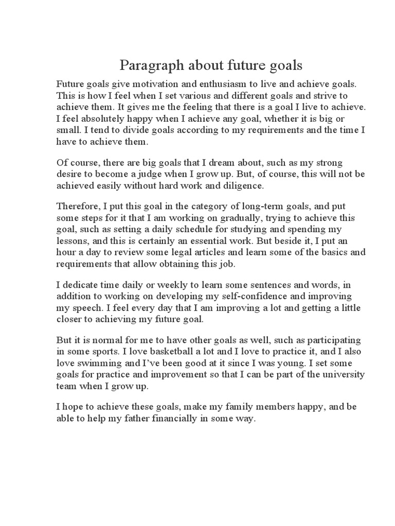 Paragraph About Future Goals | PDF