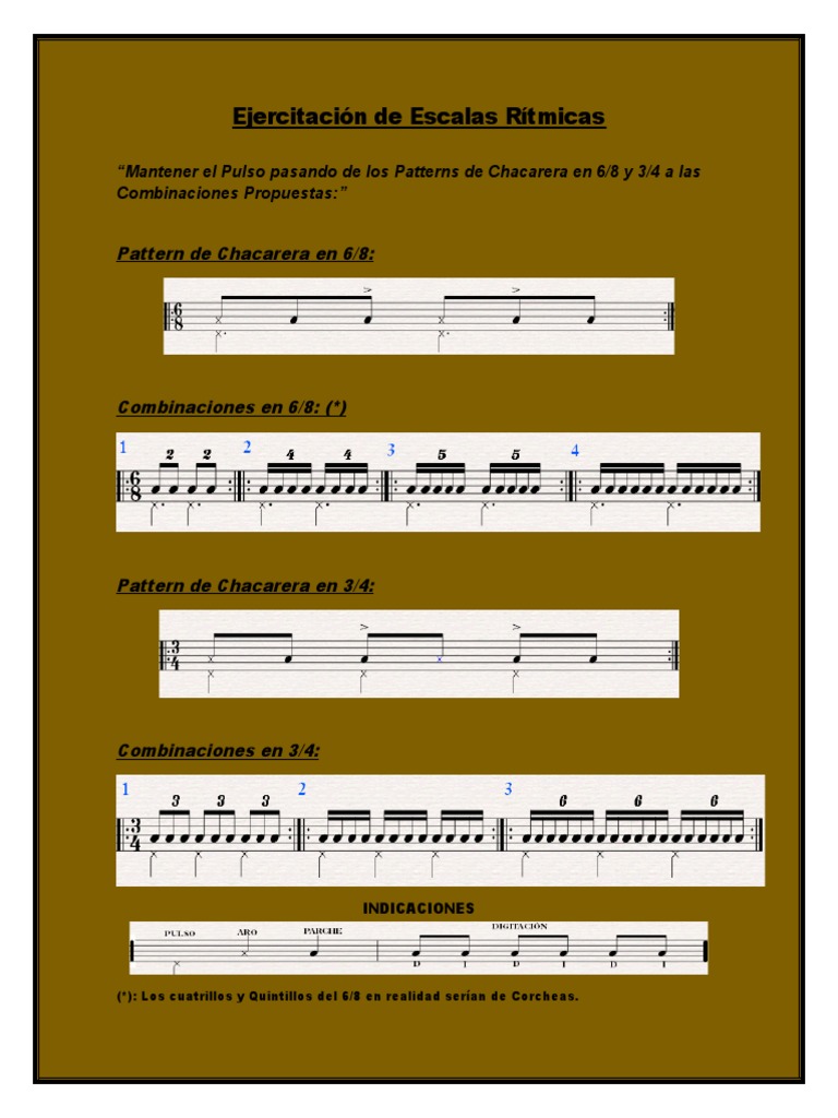 Ejercicio de Escala Ritmica en 6x8 y 3x4 | PDF