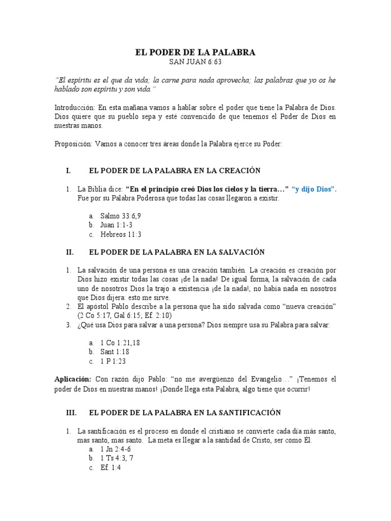 El Poder de La Palabra | PDF | Salvación | Dios