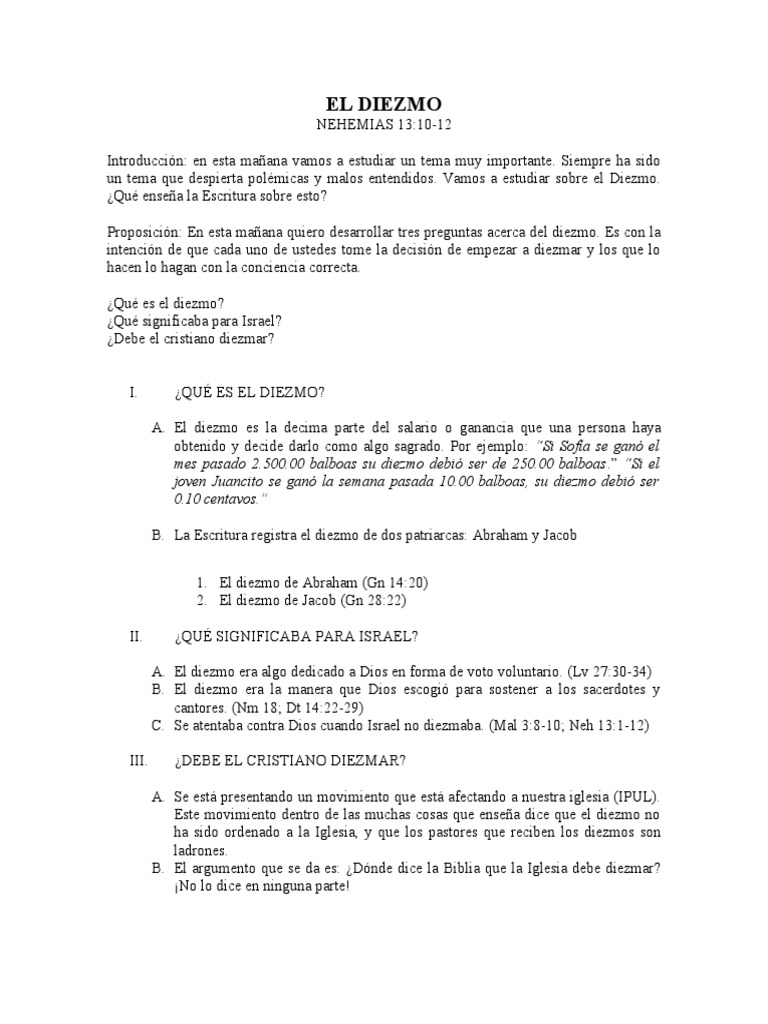 El Diezmo: Enseñanzas y Prácticas | PDF | Diezmo