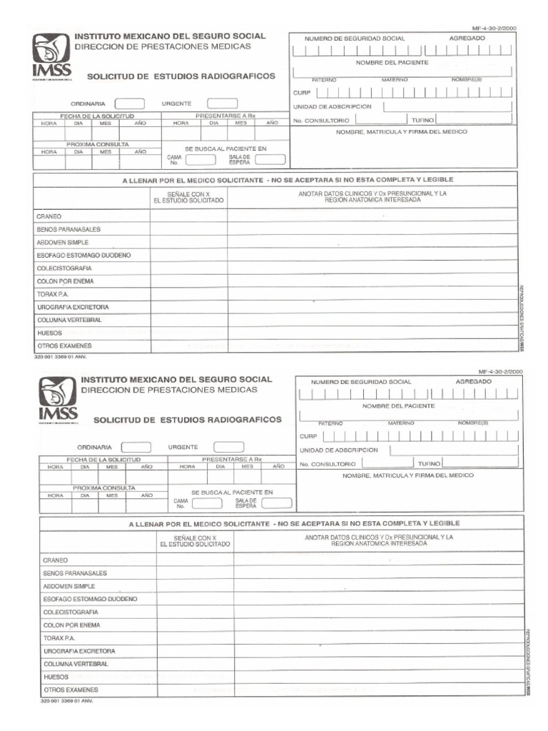 Solicitud de Rayos X | PDF
