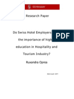 Do Swiss Hotel Employers value the importance of higher education in Hospitality and Tourism Industry