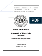 Question Bank Strength of Materials: Hooghly Engineering & Technology College