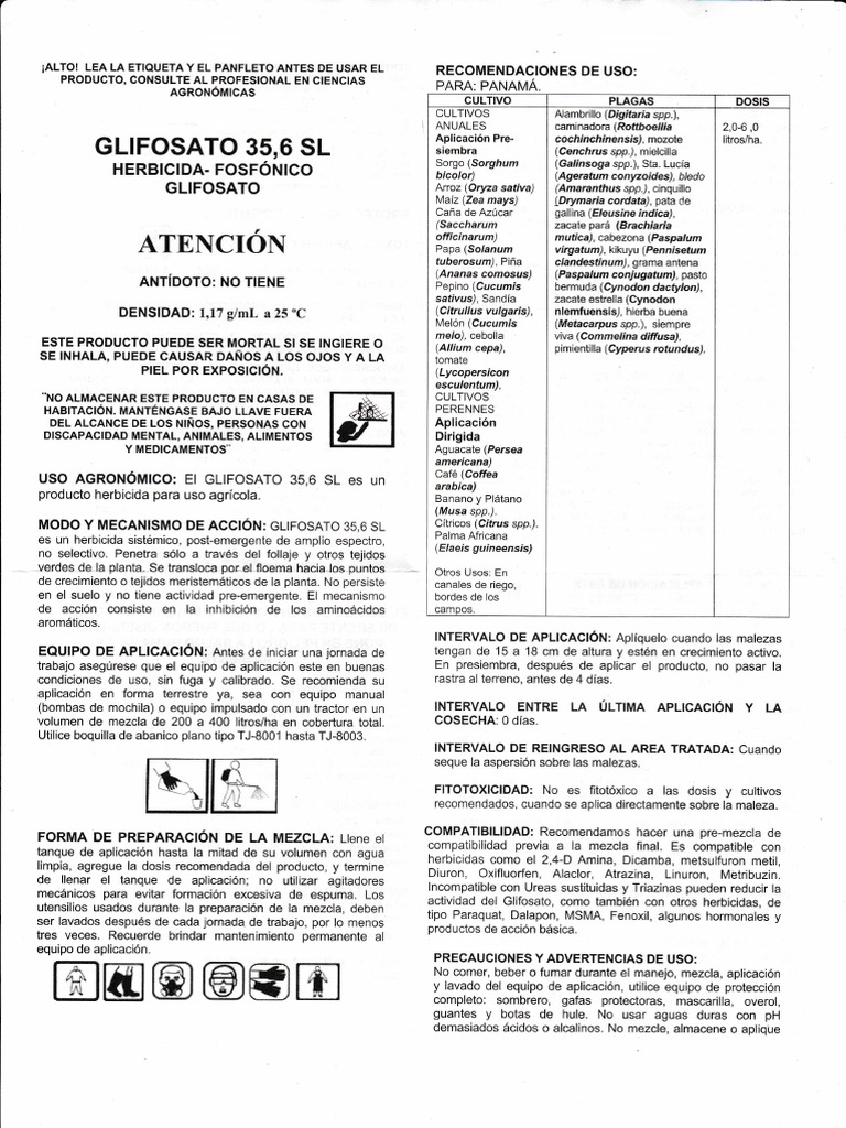 Glifosato 35 6 Sl Pdf Cultivos Botánica