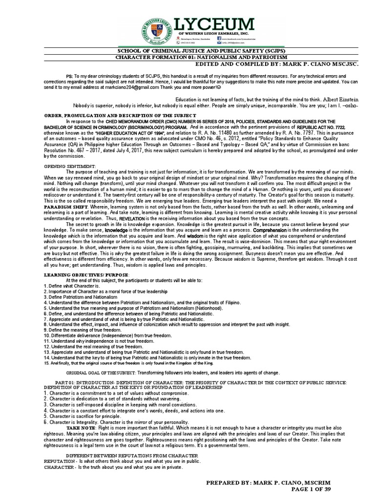 Final Notes On Natlism and Pattism PDF Value (Ethics) Morality